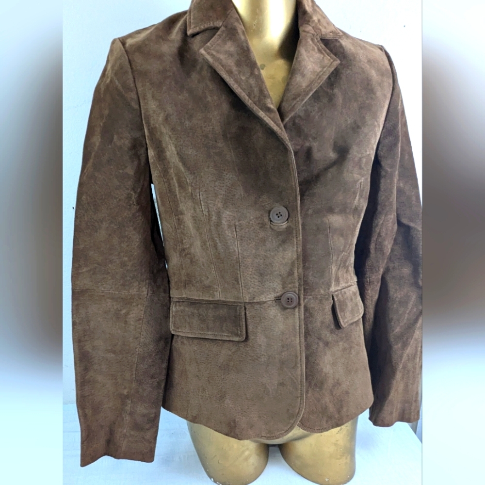 Cool Brown Fitted Women's Light Brown Suede Jacket Liz&Co Medium